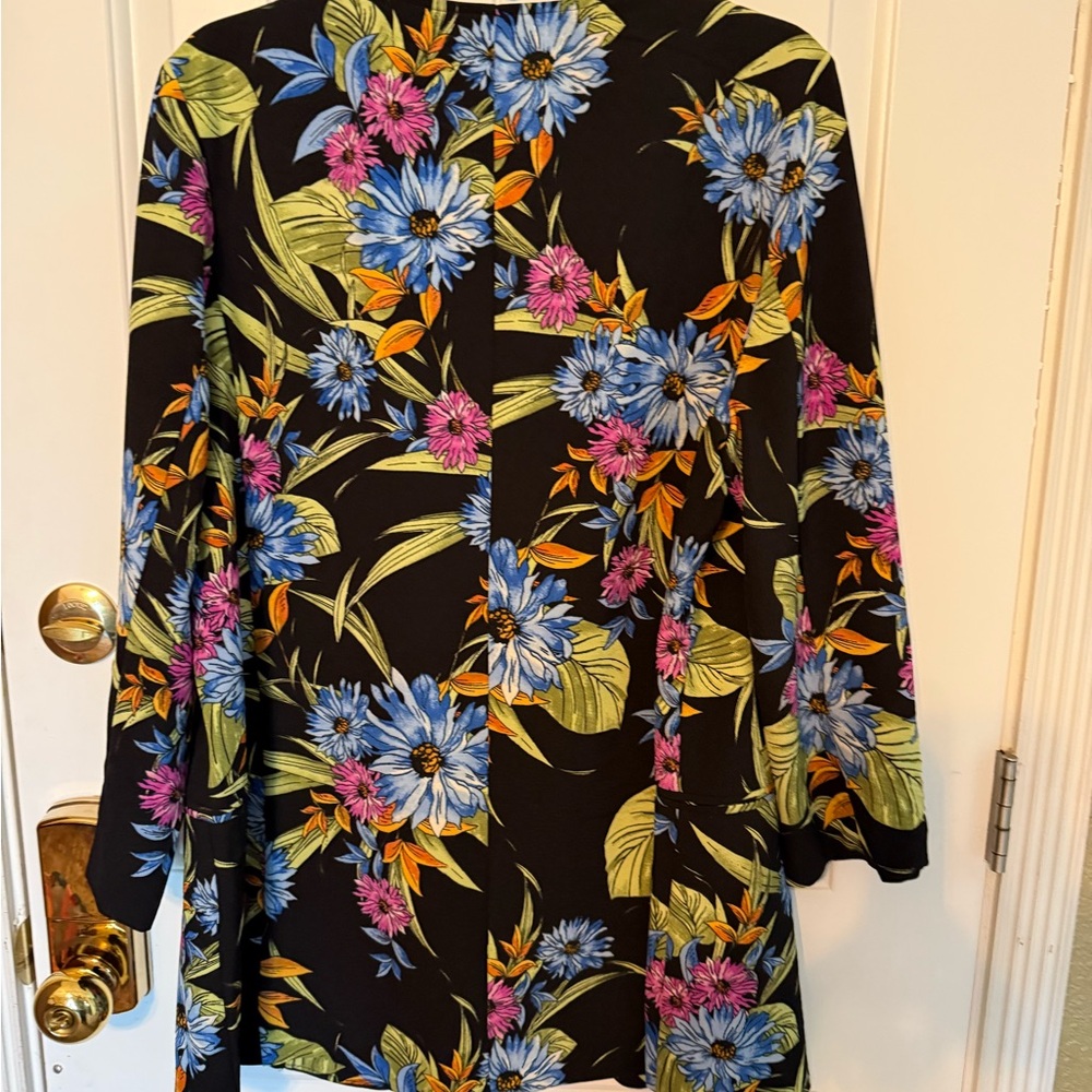 Soho Black Kimono with Vibrant Floral Design
